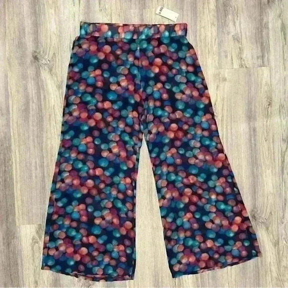 NWT Macy’s Bar III Swim Cover Up Wide Leg Pants Sheer Polka Dot Chiffon Size L - Picture 1 of 7
